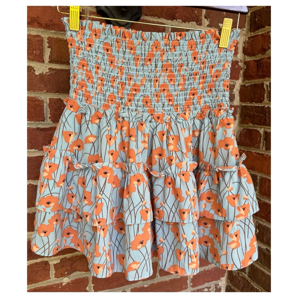 NWT JOY JOY Smocked Waist Tiered Skort in Poppy  Size Medium
